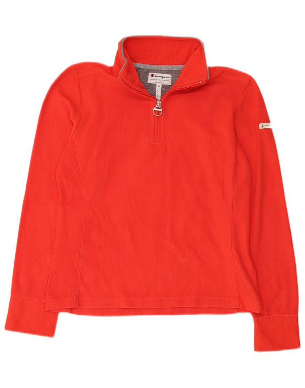 Maglione in pile Champion da donna, vestibilità facile, collo con zip, UK 14, poliestere rosso medio