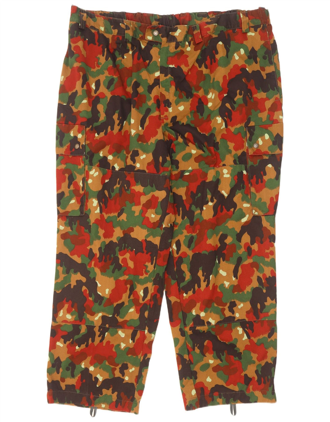Pantaloni cargo dritti da uomo vintage W46 L31 mimetico multicolore