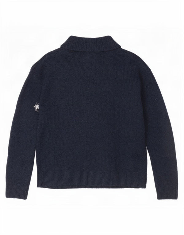 Maglione maglione a collo alto da donna Marks & Spencer UK 10 piccolo blu navy