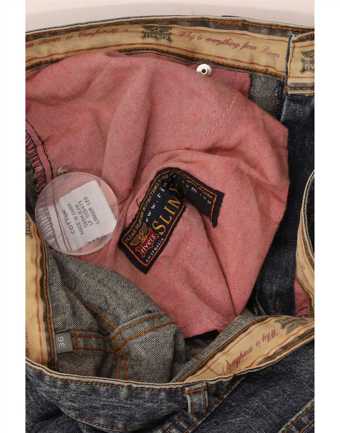 Jeans dritti da uomo Rivers W36 L33 in cotone blu