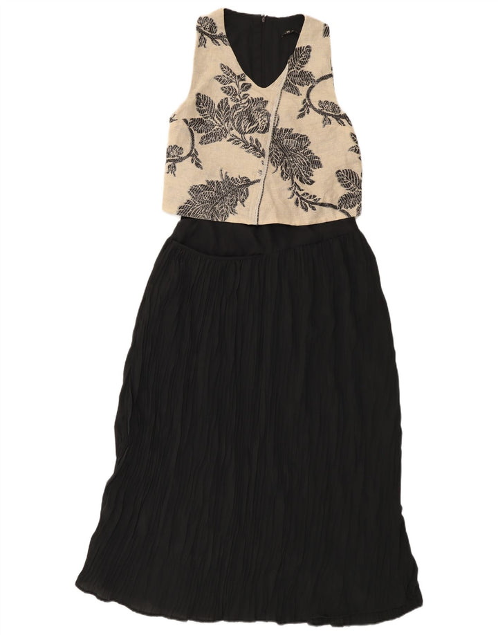 Abito lungo senza maniche vintage da donna IT 42 Colorblock bianco medio