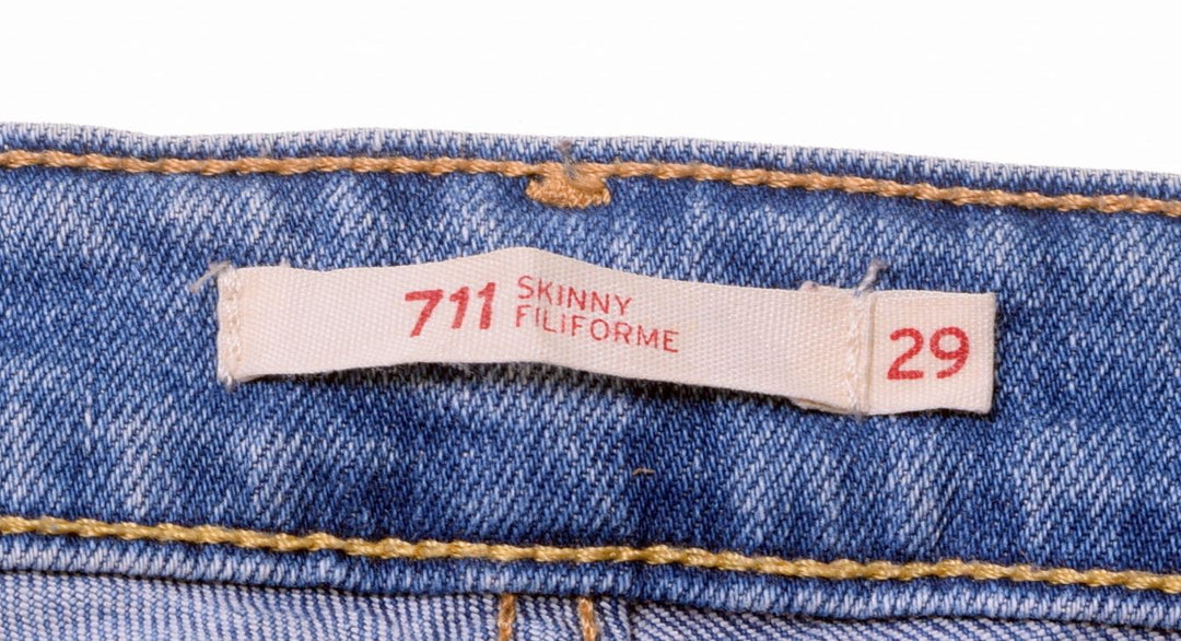 LEVI'S Womens 711 Jeans W29 L30 Blue Cotton Skinny