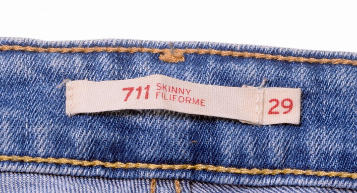 LEVI'S Womens 711 Jeans W29 L30 Blue Cotton Skinny