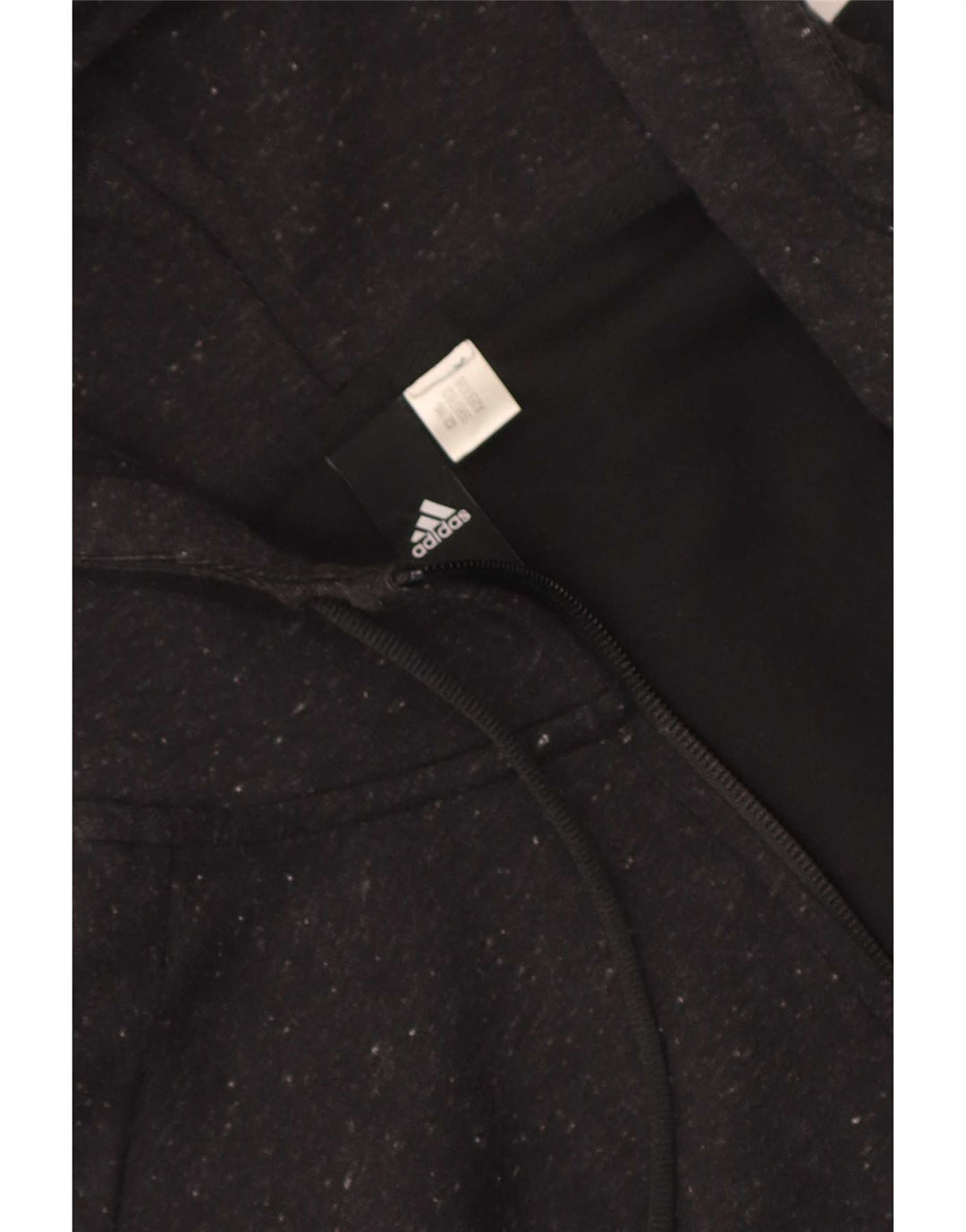 Maglione con cappuccio e zip Adidas da uomo grigio medio chiazzato