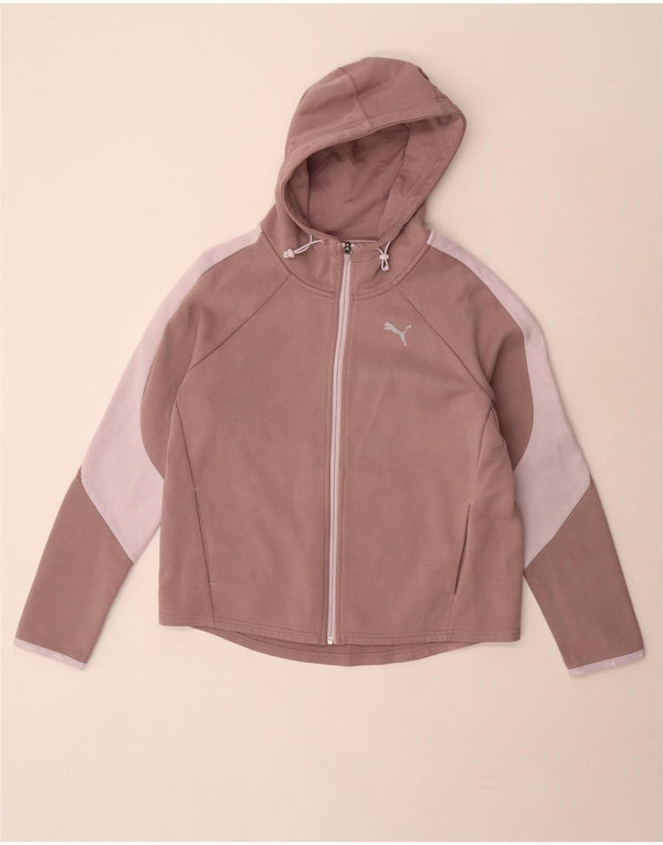 Felpa con cappuccio e zip da donna Puma UK 14 Cotone color block viola medio