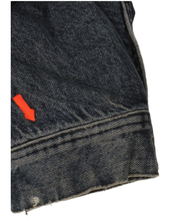 Giacca di jeans oversize corta da donna Zara UK 14 cotone blu navy medio