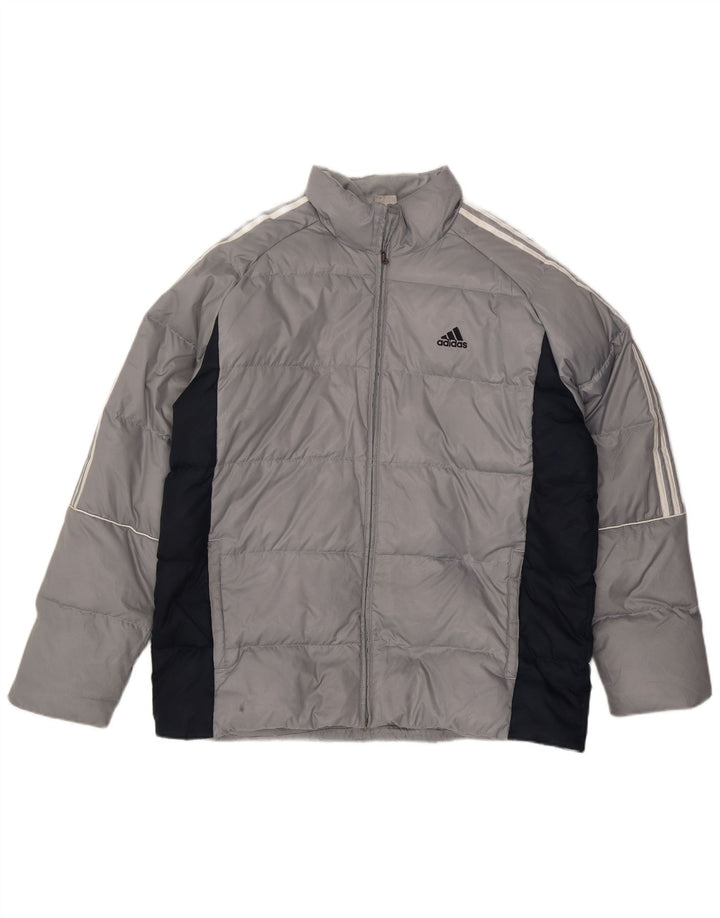 Giacca imbottita da uomo a tre strisce Adidas UK 40 Large Grey Colourblock