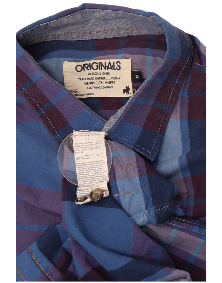 Camicia da uomo Jack & Jones in cotone scozzese blu medio