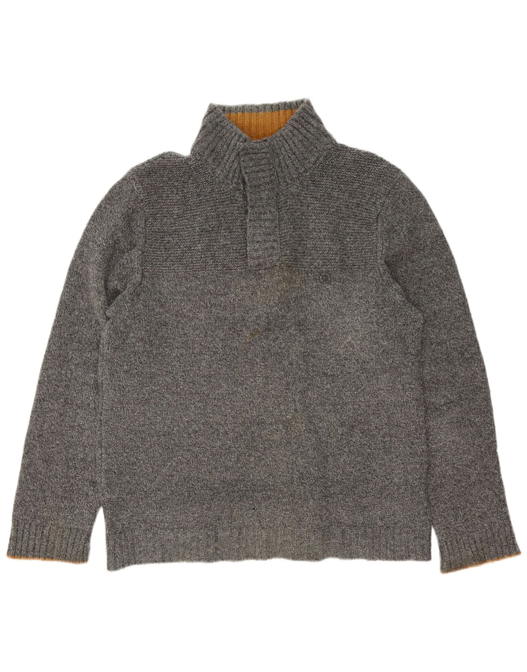 Maglione da uomo con collo abbottonato Fat Face, grande lana screziata grigia