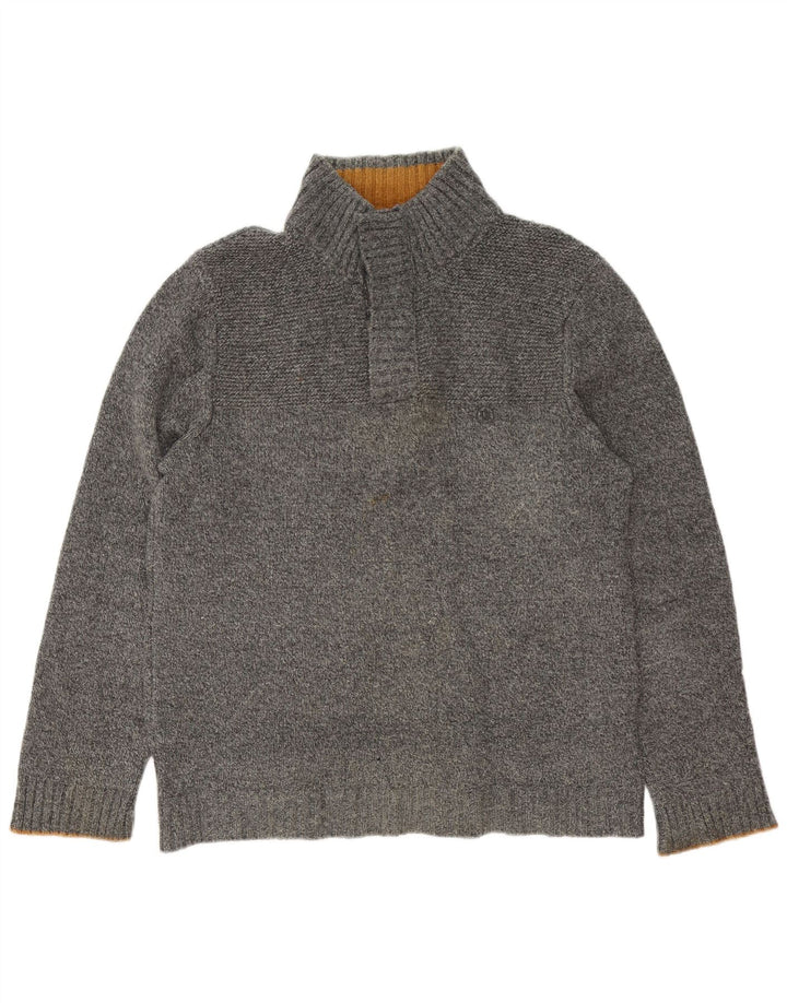 Maglione da uomo con collo abbottonato Fat Face, grande lana screziata grigia