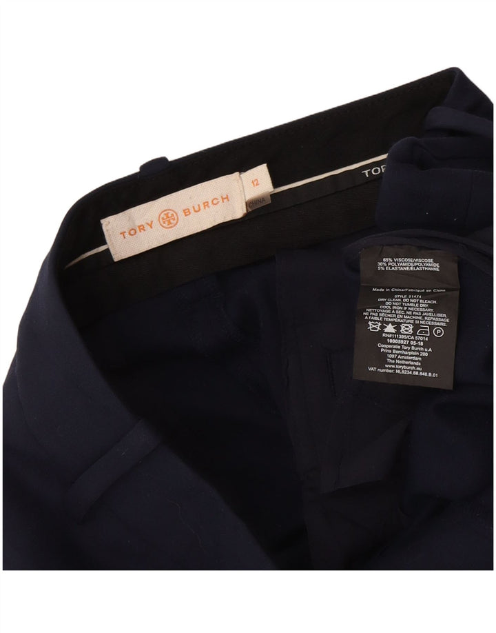 Pantaloni chino da donna Tory Burch US 12 Large W30 L27 viscosa blu navy