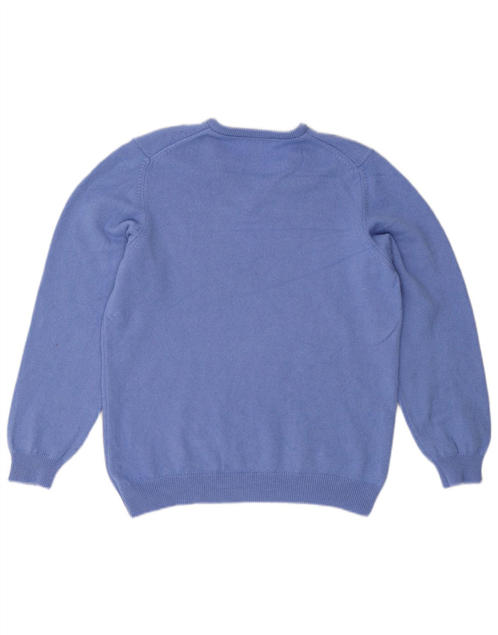 Maglione da golf con scollo a V da donna LYLE & SCOTT UK 16 Large Blue Wool