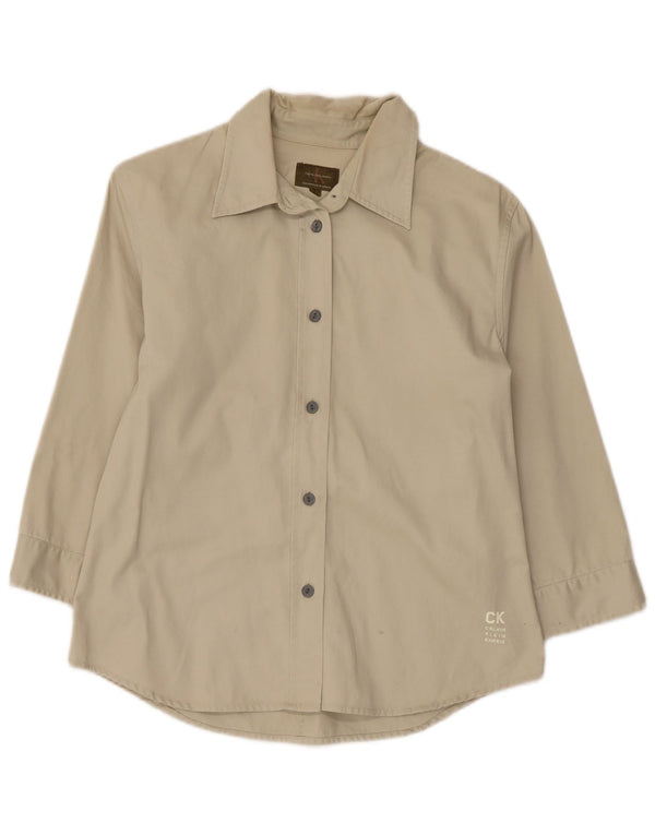 Camicia a maniche a 3/4 da donna Calvin Klein Jeans UK 14 Large Verde Cotone