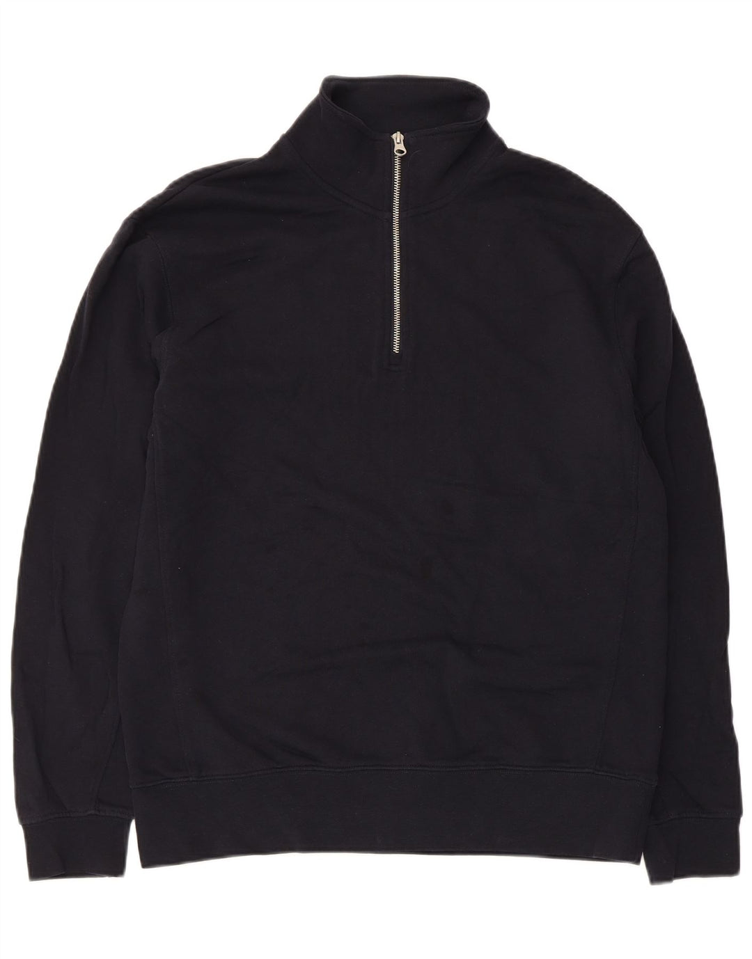 Felpa Zara da donna con collo e zip, maglione, UK 14, cotone blu navy medio