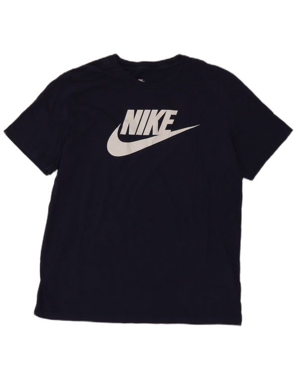 T-shirt grafica da uomo Nike Top Large in cotone blu navy