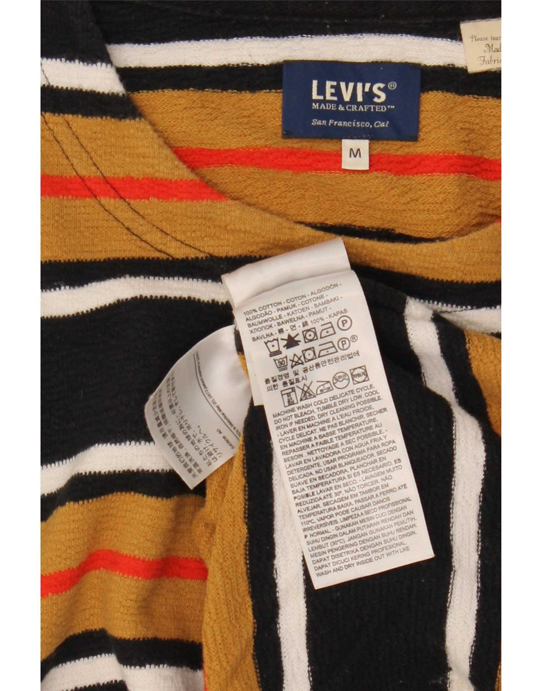 Levi's Top da uomo a maniche lunghe in cotone a righe multicolori medie