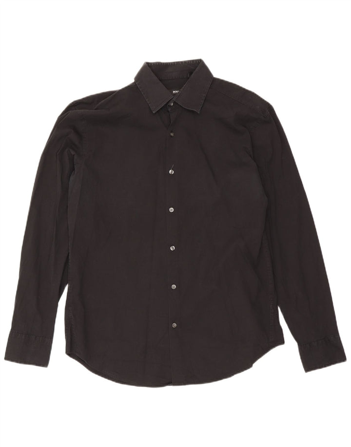 Camicia slim fit da uomo Hugo Boss taglia 41 16 grande nera