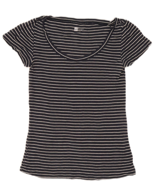 Gap Womens T-Shirt Top UK 8 Small Navy Blue Striped Cotton