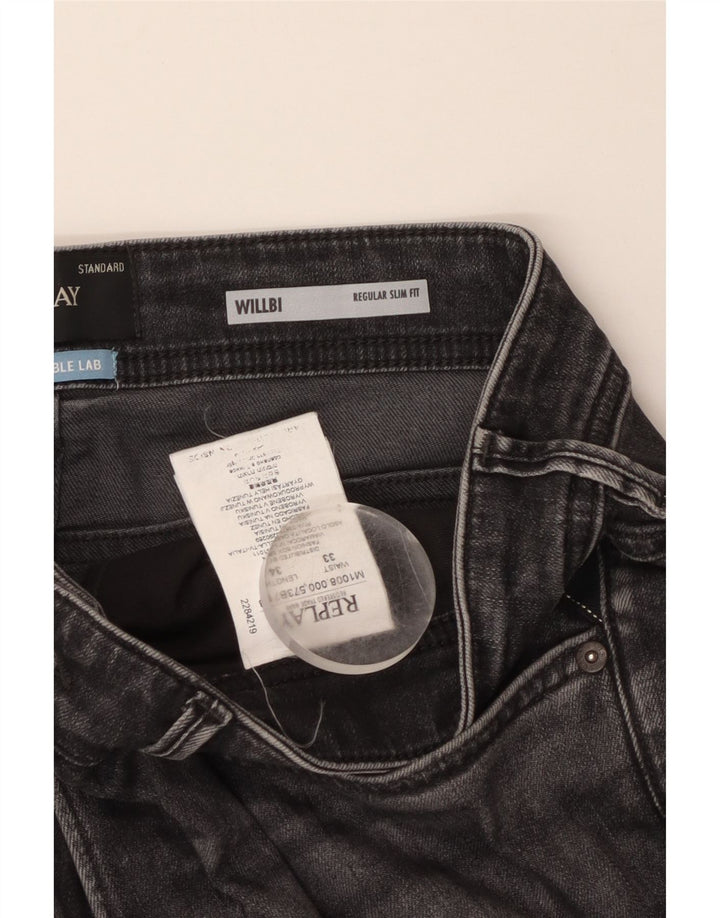 REPLAY Jeans slim regolari Willbi da uomo W33 L34 cotone grigio