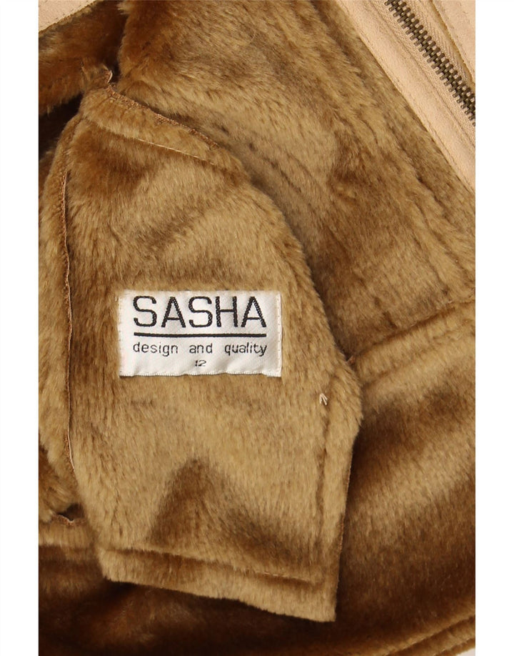 SASHA Womens Sherpa Jacket UK 12 Medium Beige Polyester Vintage Sasha and Second-Hand Sasha from Messina Hembry 