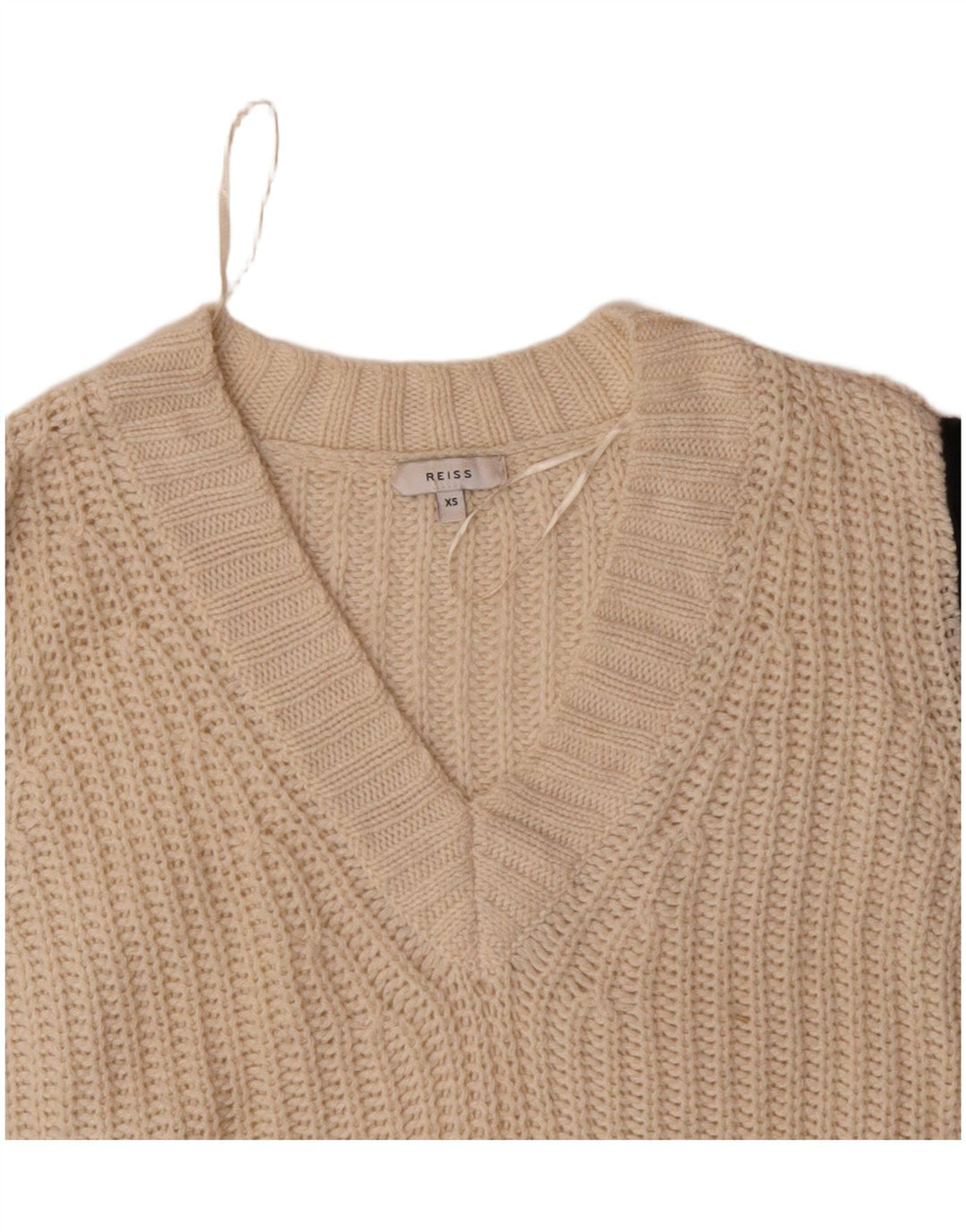 Maglione REISS da donna oversize con scollo a V UK 6 XS Beige Colourblock