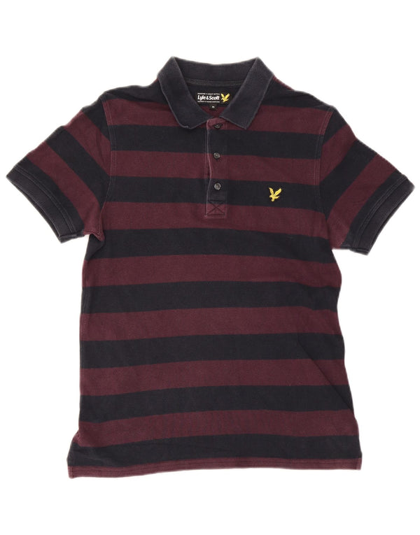 Polo da uomo Lyle & Scott in cotone a righe viola medio