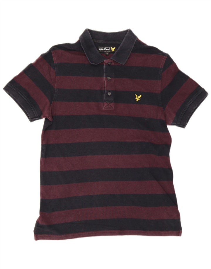 Polo da uomo Lyle & Scott in cotone a righe viola medio