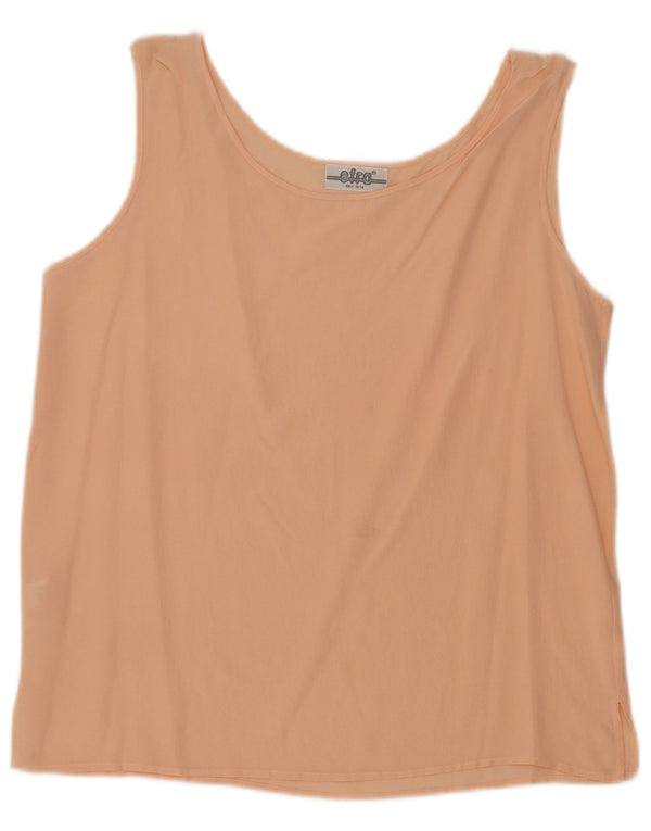 Top camicetta senza maniche vintage da donna UK 12 Seta rosa medio