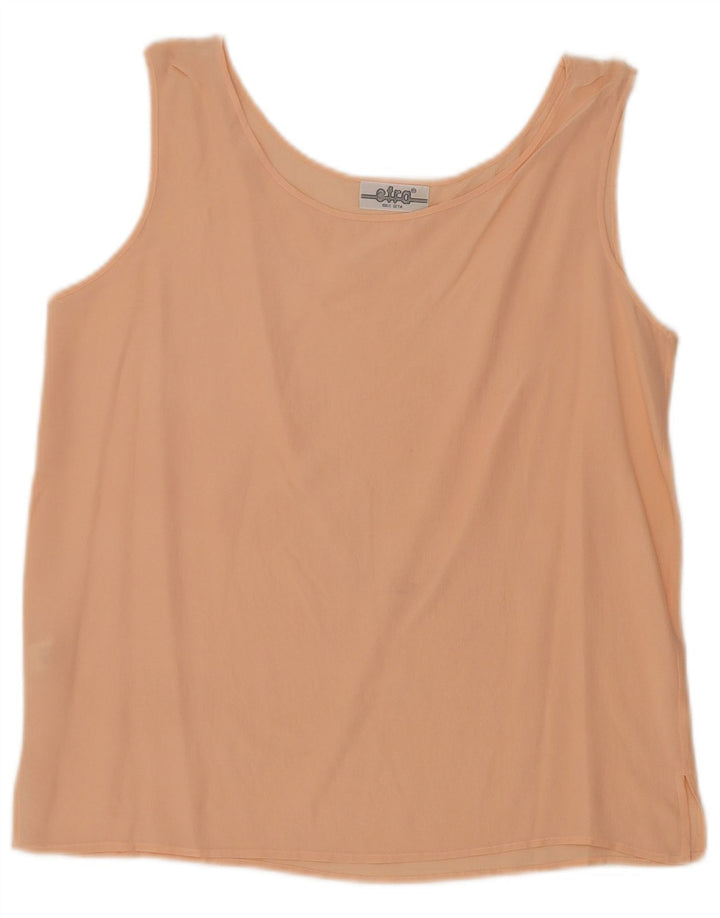 Top camicetta senza maniche vintage da donna UK 12 Seta rosa medio