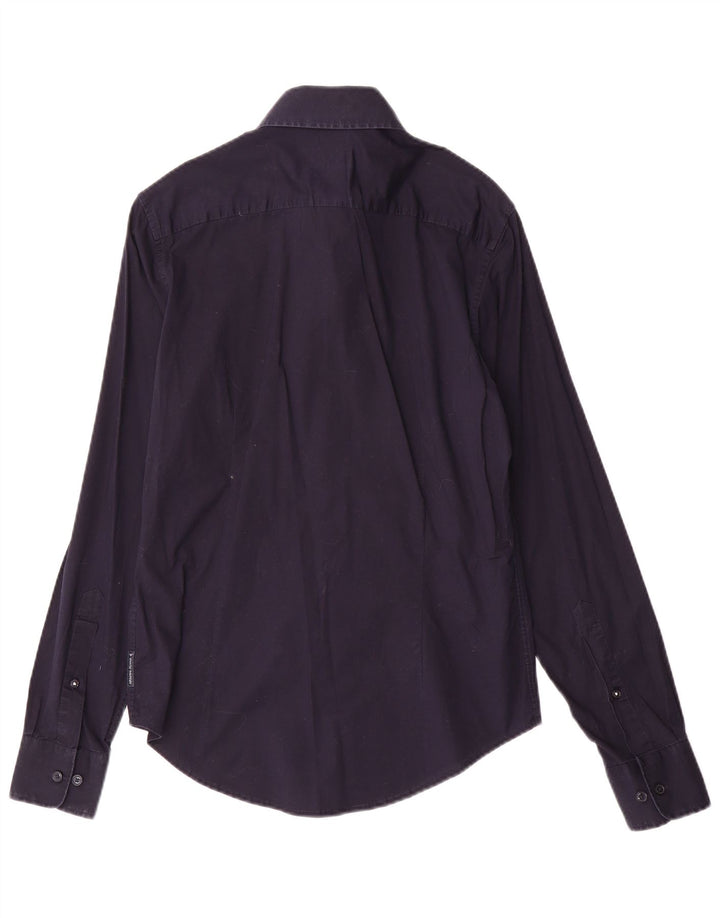 Camicia Armani Jeans da uomo su misura piccola in cotone blu navy
