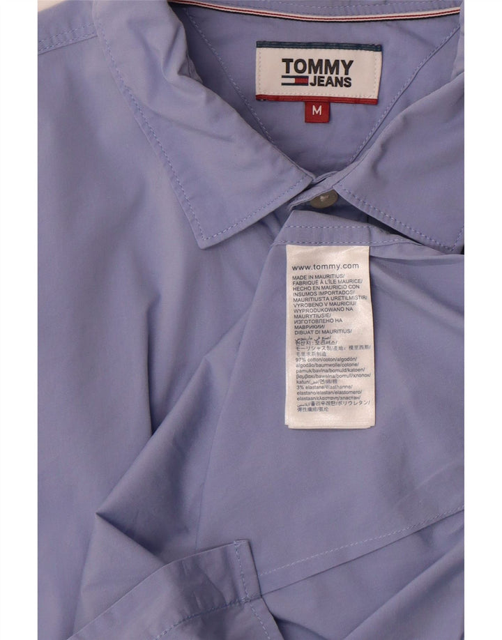 Camicia slim fit da uomo Tommy Hilfiger in cotone blu medio
