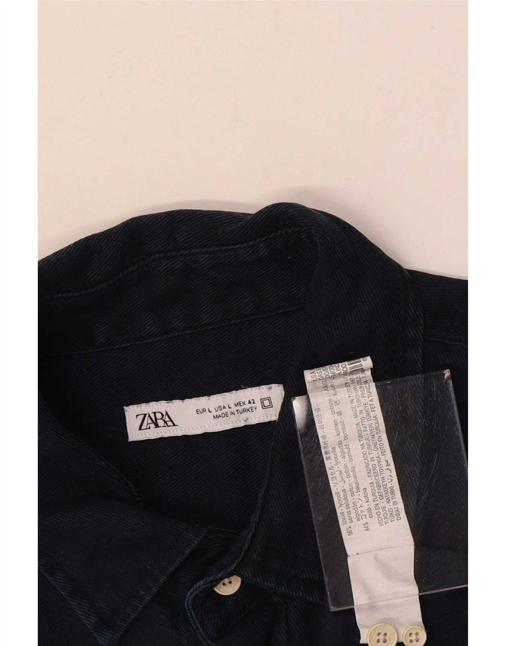 Camicia di jeans Zara da uomo grande in Lyocell blu navy