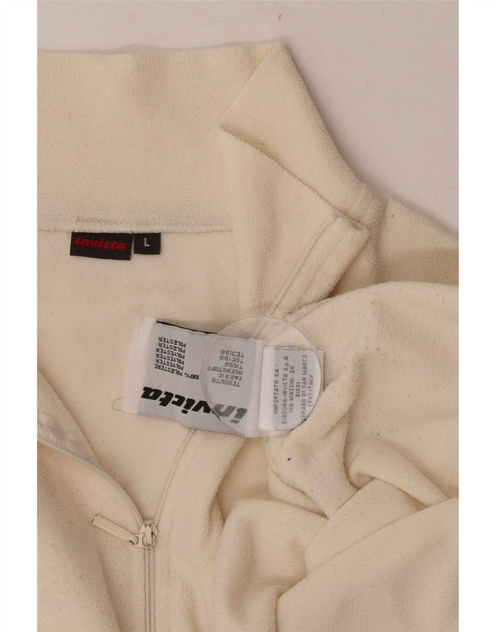 Maglione in pile da uomo Invicta con zip e collo, grande, in poliestere bianco sporco