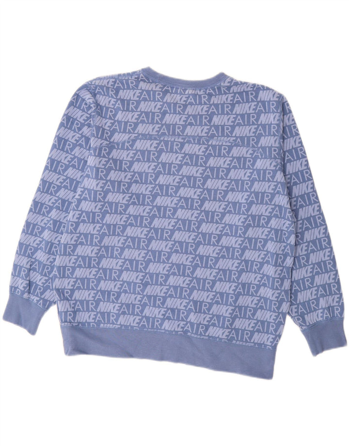 Felpa oversize con grafica NIKE da donna, maglione UK 14, cotone blu medio