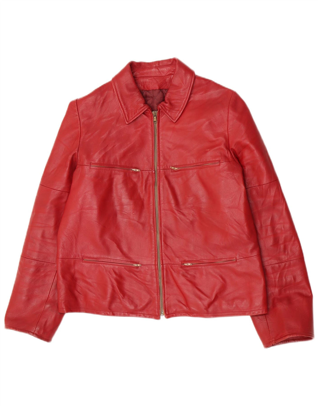 Giacca in pelle da donna vintage IT 44 in pelle rossa media