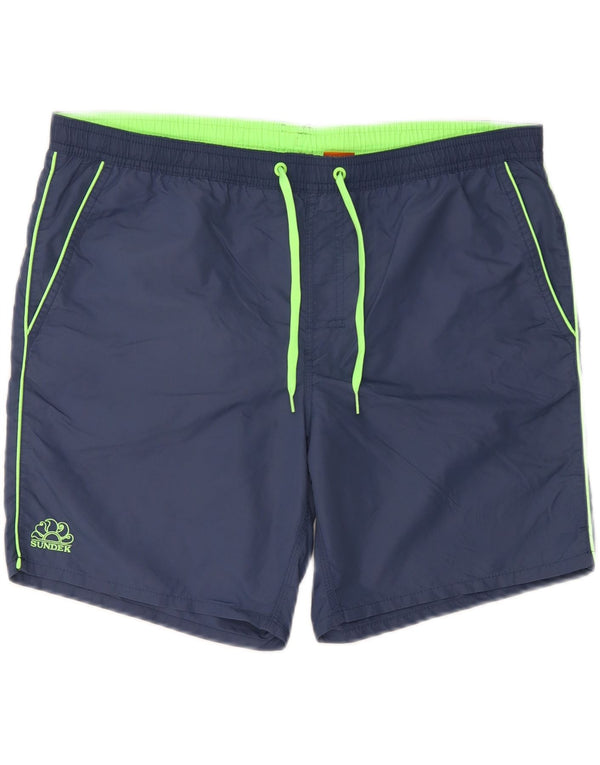 Pantaloncini da bagno da uomo Sundek grandi in nylon blu navy