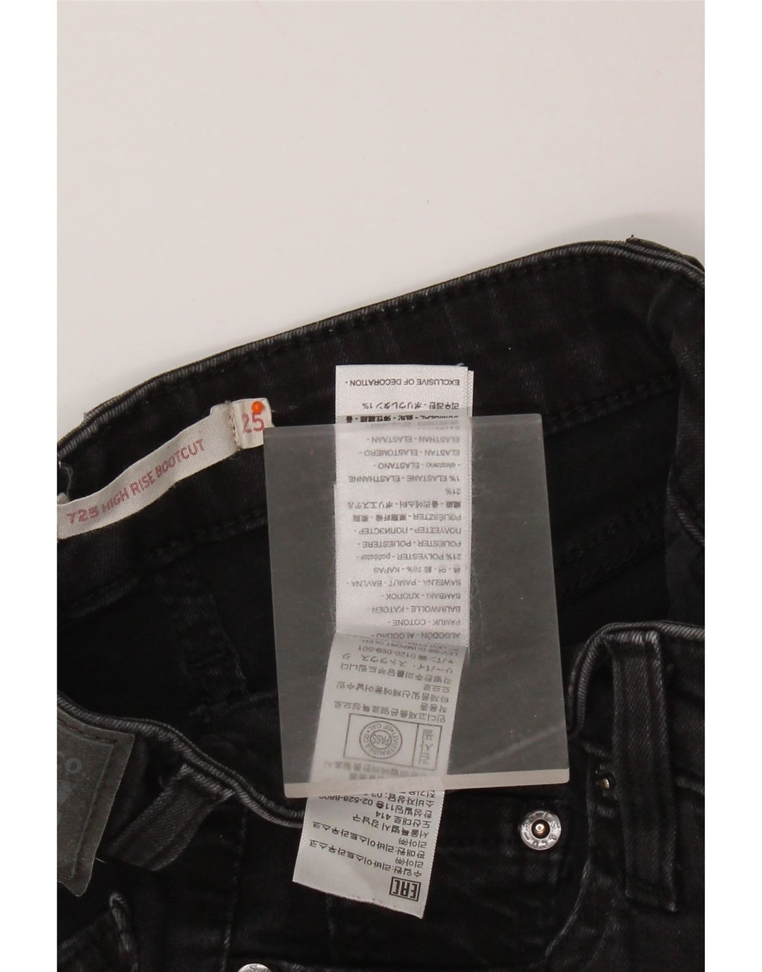 LEVI'S Jeans da donna 725 a vita alta bootcut W25 L32 cotone nero