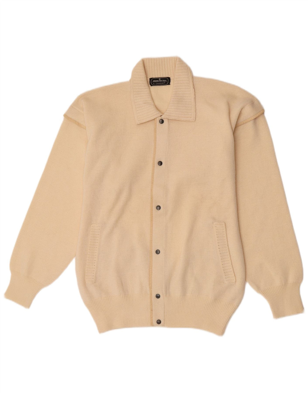 Maglione cardigan da uomo vintage in lana beige medio