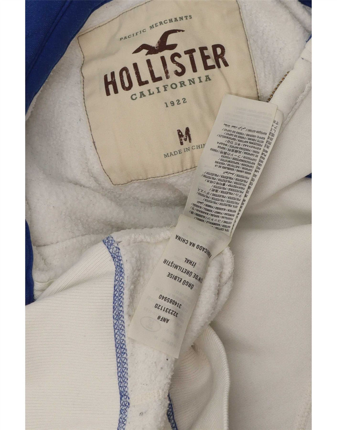 Maglione con cappuccio e zip grafica da uomo Hollister in cotone bianco medio