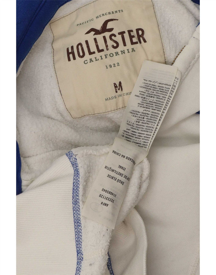 Maglione con cappuccio e zip grafica da uomo Hollister in cotone bianco medio