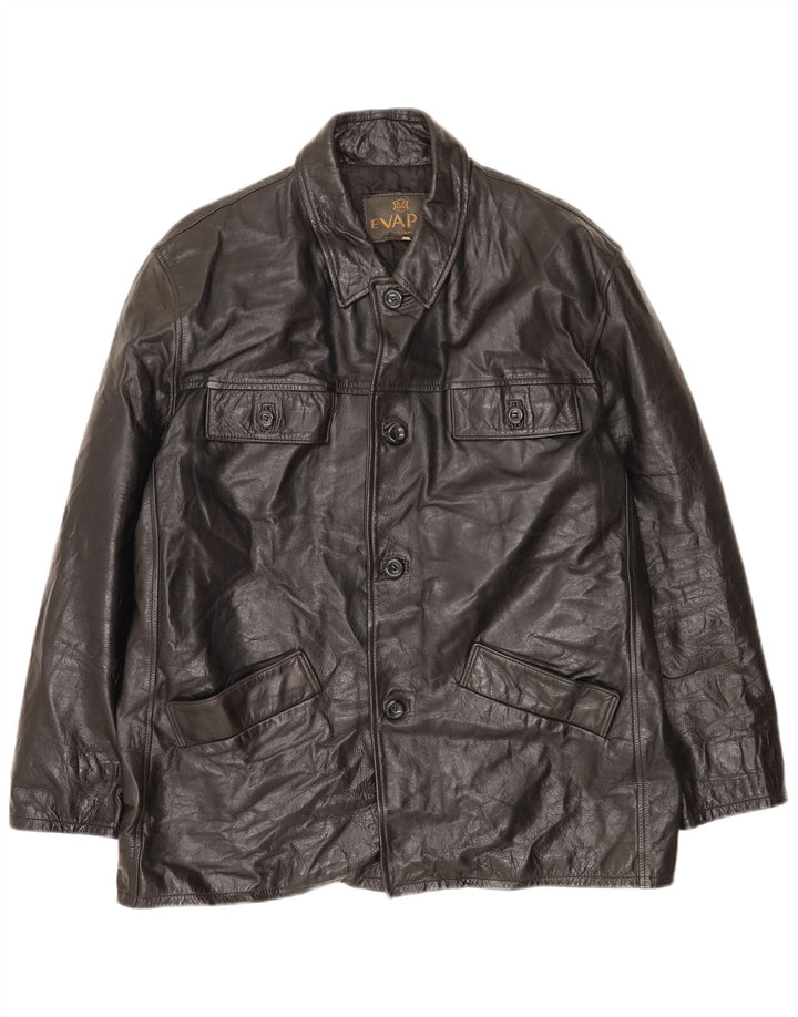 Giacca in pelle vintage da uomo UK 44 2XL Pelle nera