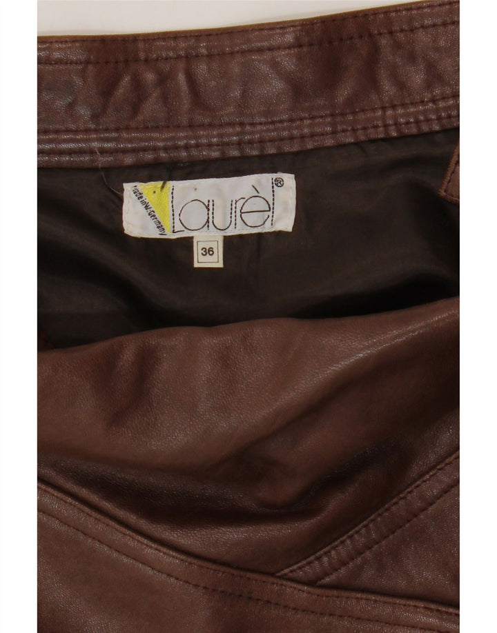 LAUREL Womens Mini Leather Skirt EU 36 Small W26  Brown Vintage Laurel and Second-Hand Laurel from Messina Hembry 