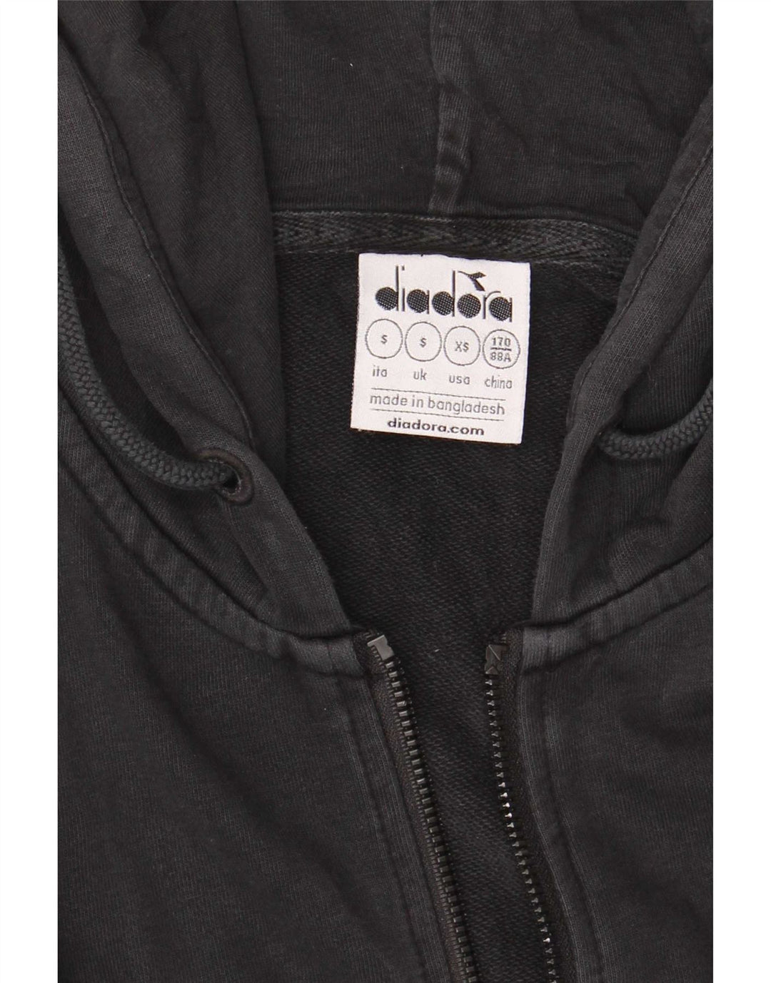 Felpa con cappuccio e zip Diadora da uomo piccola nera