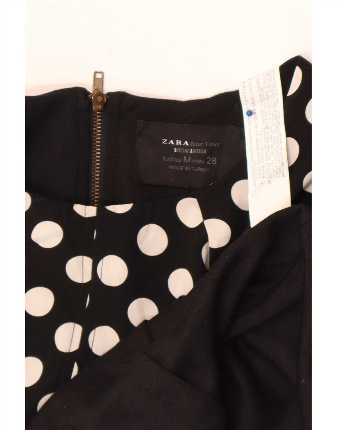Abito a trapezio da donna Zara UK 12 poliestere medio a pois nero