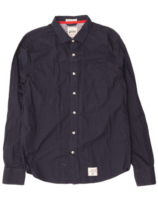Camicia da uomo Superdry XL in cotone maculato blu navy