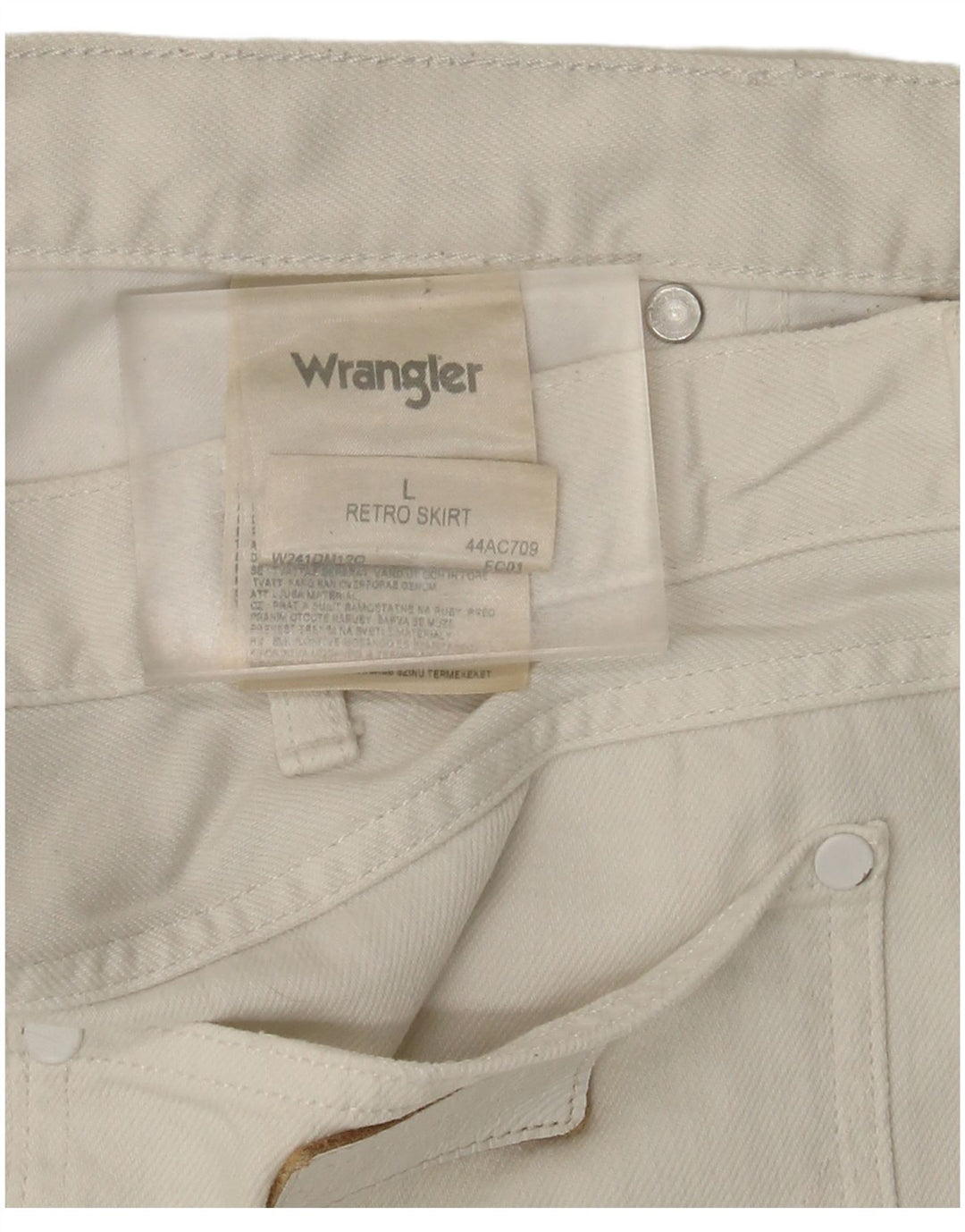 Mini gonna di jeans da donna Wrangler grande W36 in cotone bianco