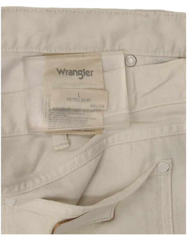 Mini gonna di jeans da donna Wrangler grande W36 in cotone bianco
