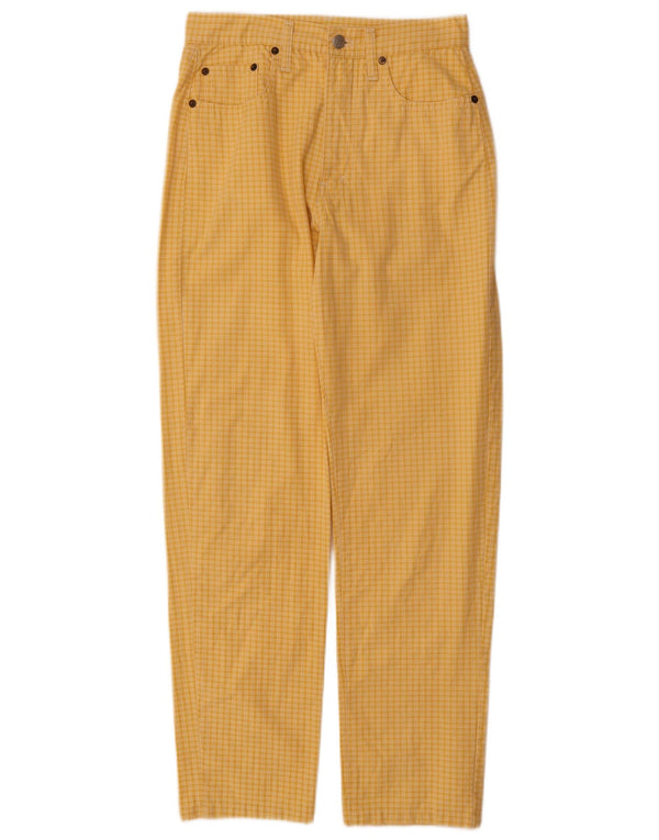 Pantaloni casual a vita alta da donna Replay W30 L30 in cotone a quadri gialli