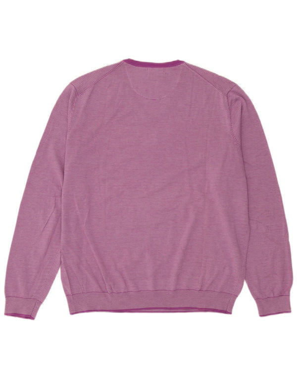 Massimo Dutti Maglione da uomo con scollo a V XL in cotone a righe viola