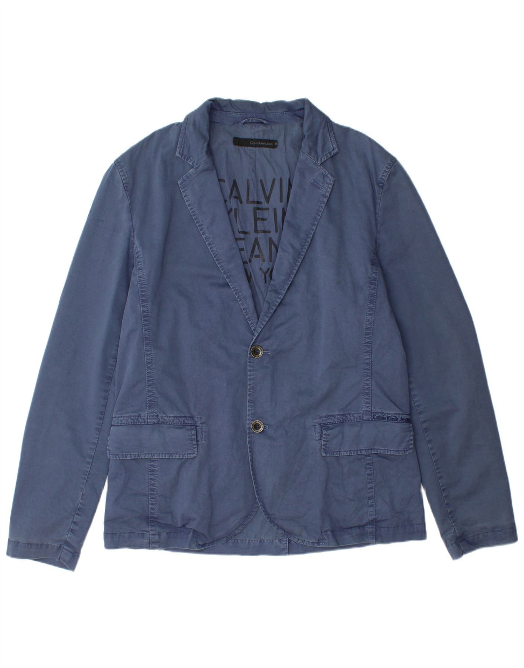 Giacca blazer da uomo a 2 bottoni Calvin Klein Jeans UK 42 XL cotone blu
